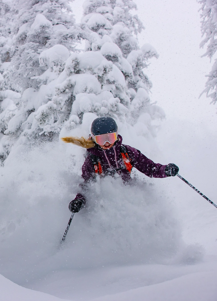 skier gliding through fresh powder