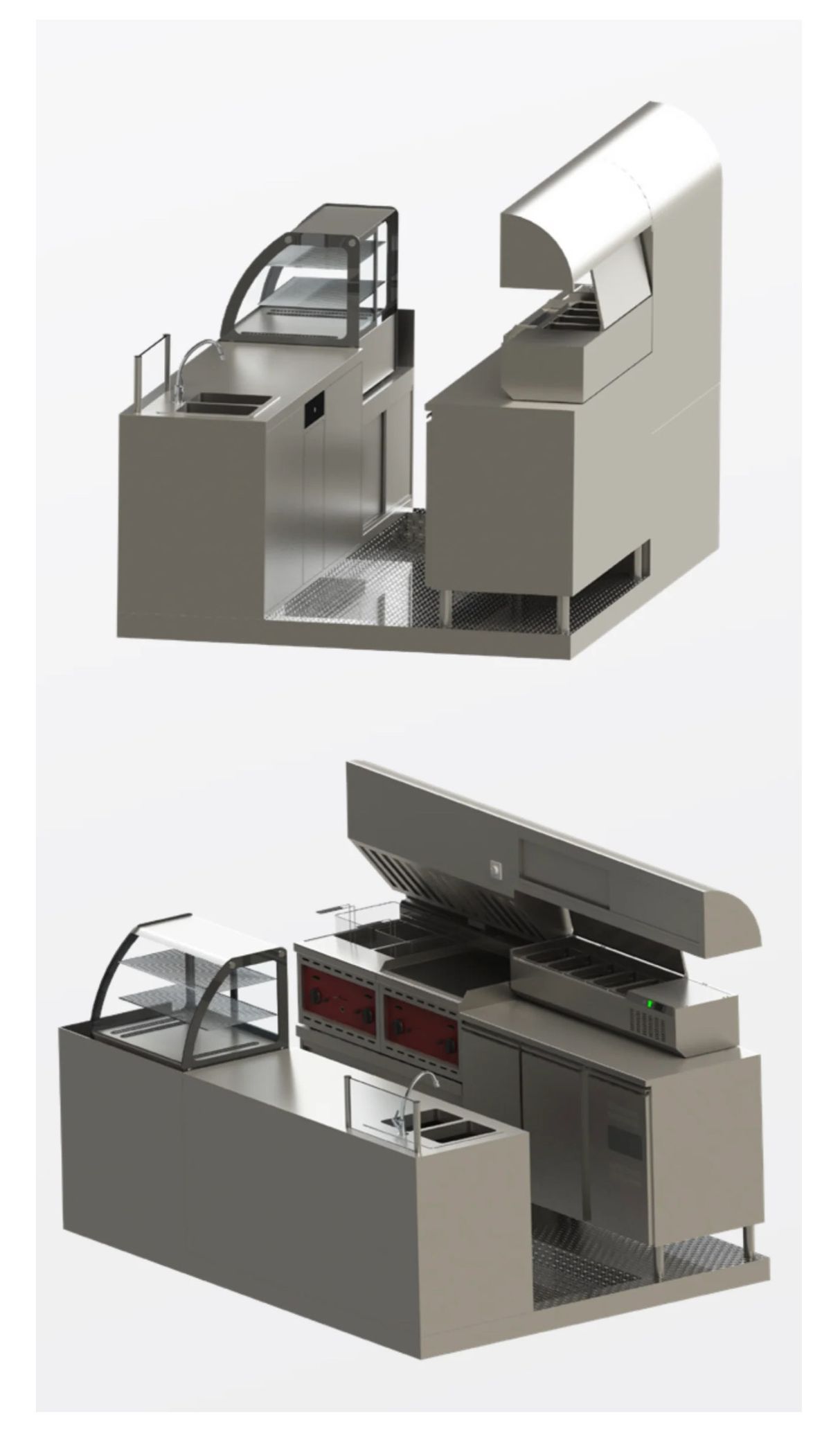 Plan 3D pour remorque pour burger, friterie, grillade