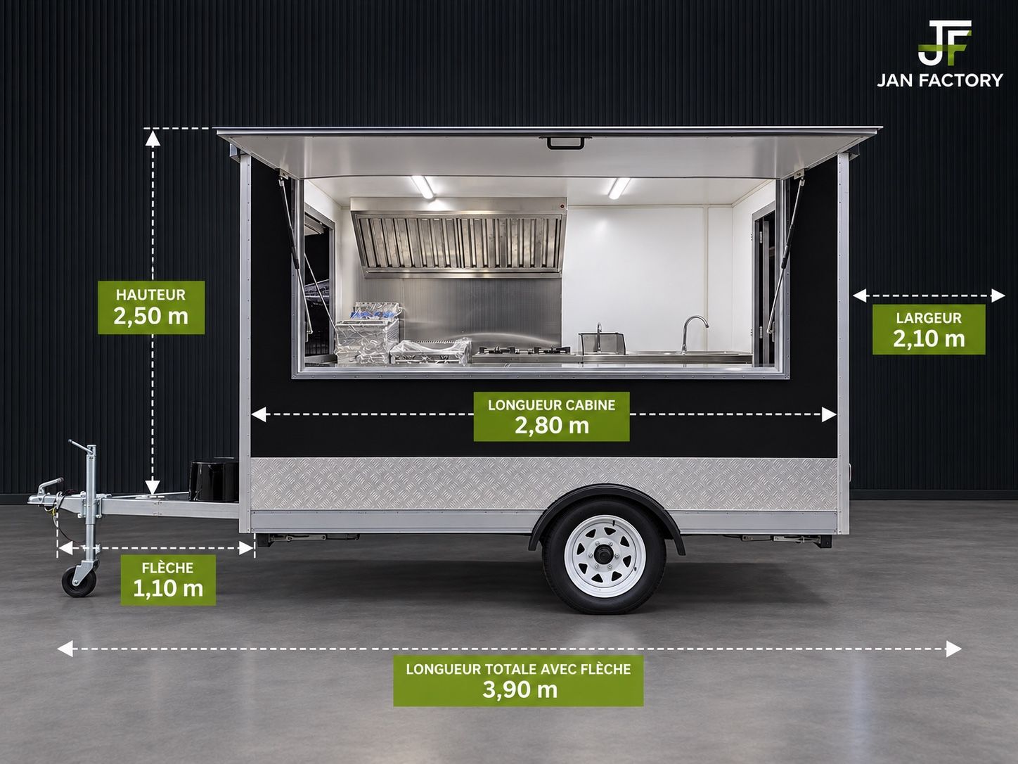 Remorque food truck Carré 280