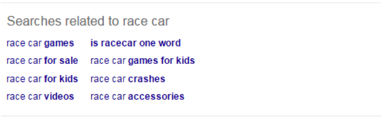 Searches related to the query 'race car.'