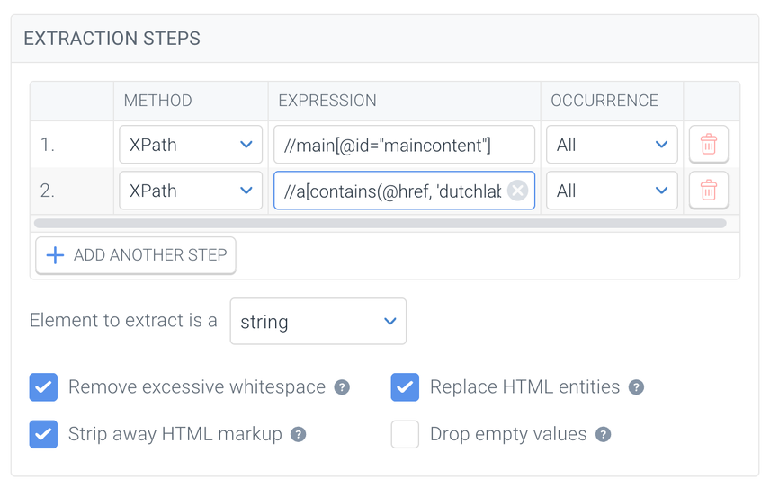 Extraction of Internal Links