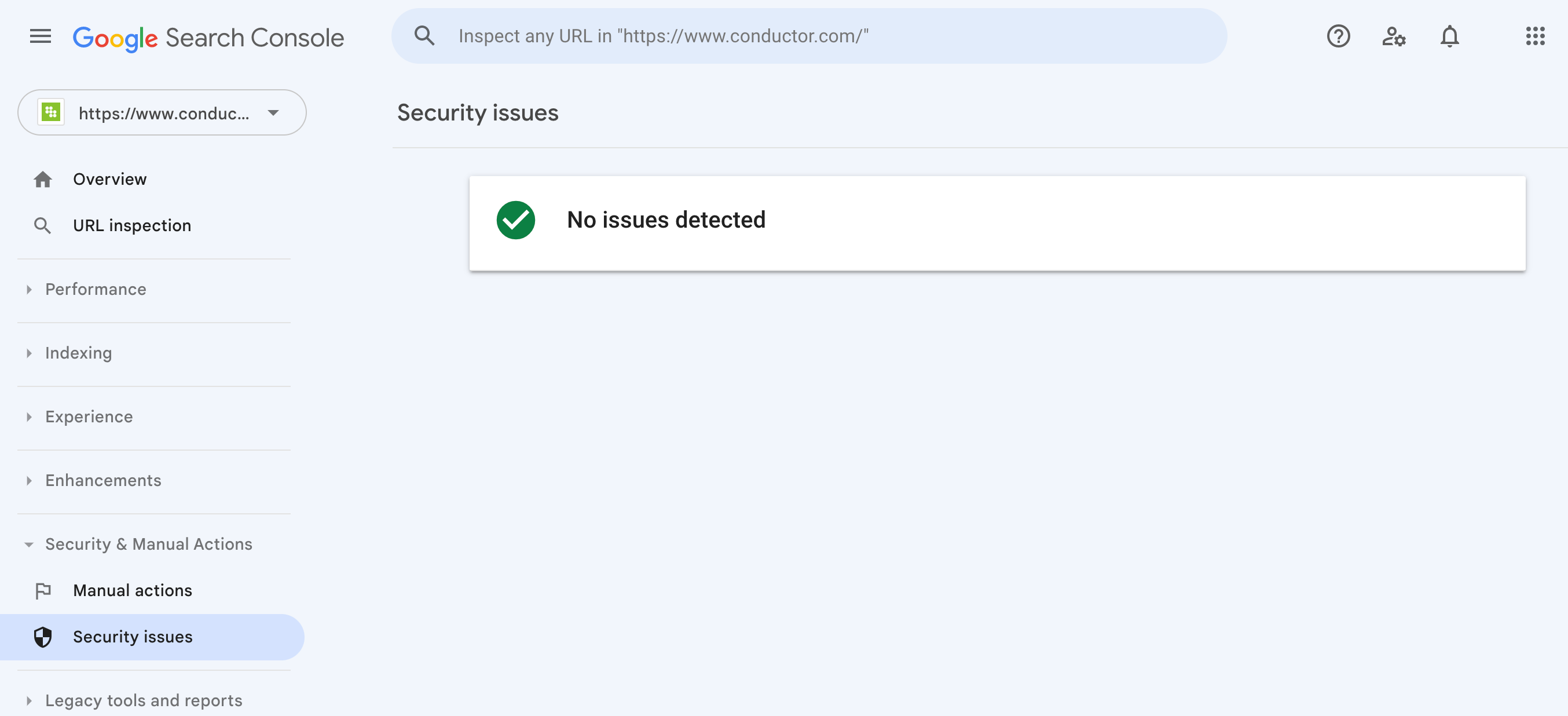 Google Search Console reporting there are no security issues