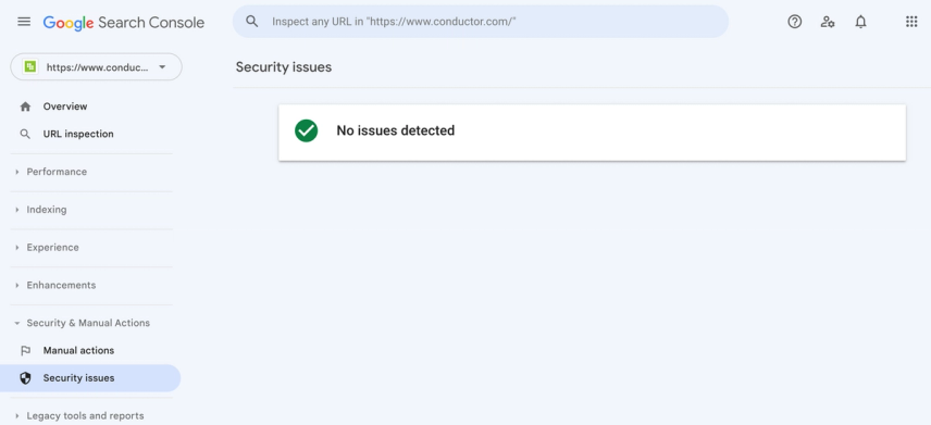 Google Search Console reporting there are no security issues