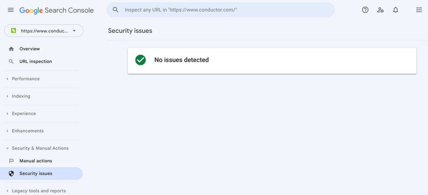 Google Search Console reporting there are no security issues