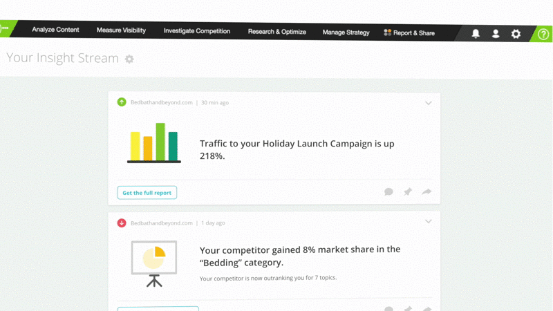 video of the insight stream showing various graphs and insights about your website