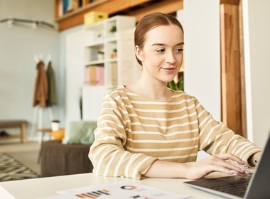 woman searching on computer