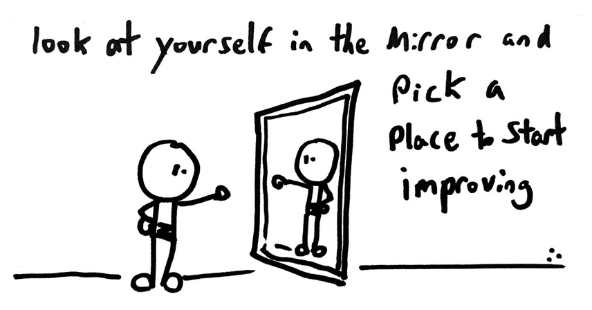 coming tell you to look at yourself in the mirror and pick a place to start improving