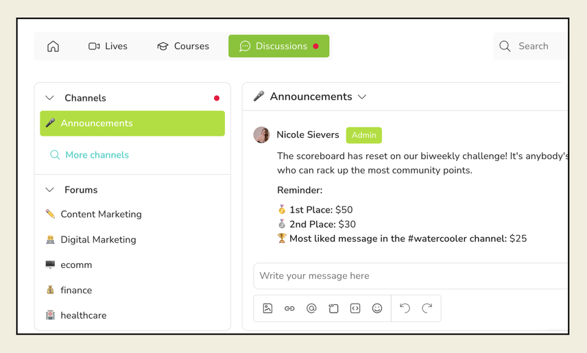 In the Discussions tab of the Conductor Community, a Conductor team member shares information about the biweekly challenge. In the post, she explains the various awards that community members can win.