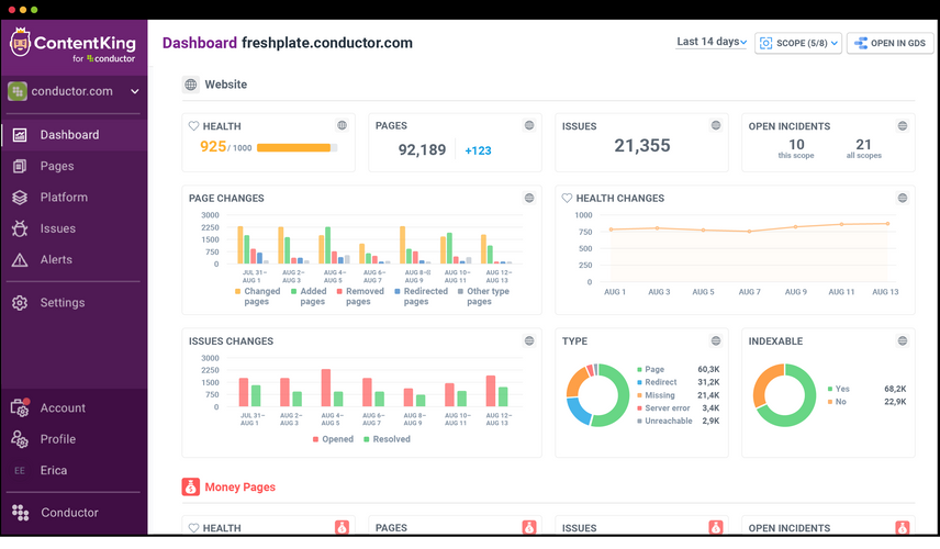 ContentKing Dashboard