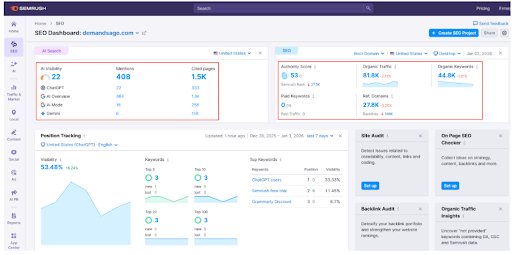 Semrush enterprise UI screenshot