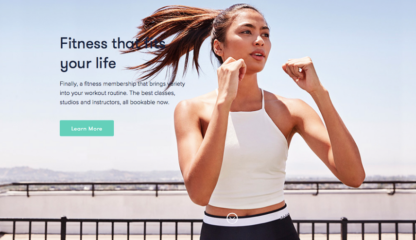 Screenshot of a classpass homepage.