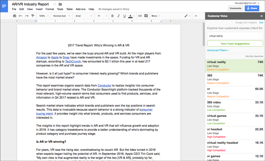 Brand new google docs plugin for our conductor customers