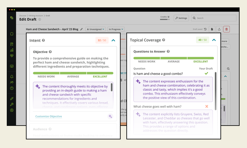 AI Content Score factors product screenshot