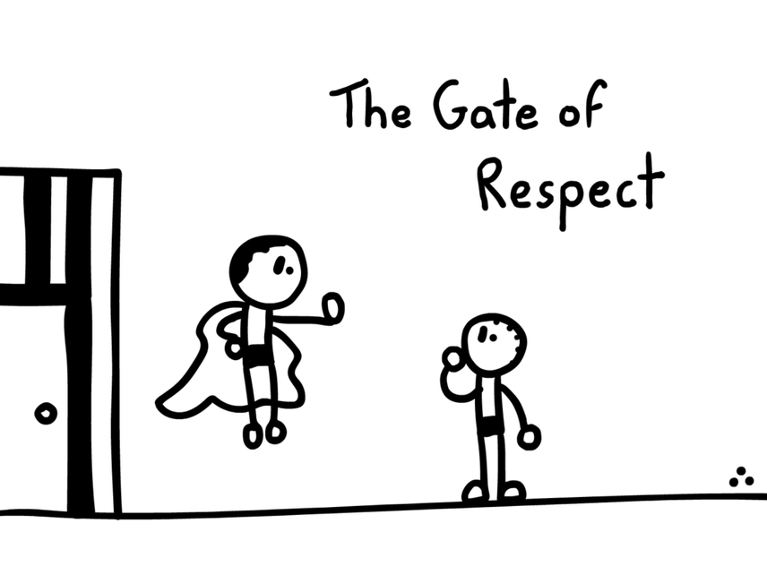 comic illustrating the gate of respect
