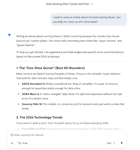 Gemini UI screenshot