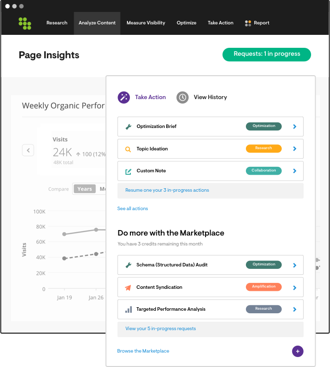 Conductor's Page Insights report where you can take immediate action and view change history