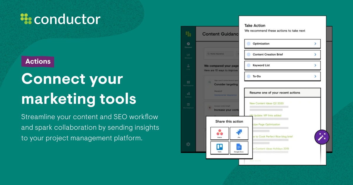 Actions - SEO Workflow Optimization | Conductor Features