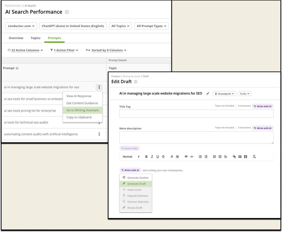 Content Workflow Integration for AEO | Conductor Features