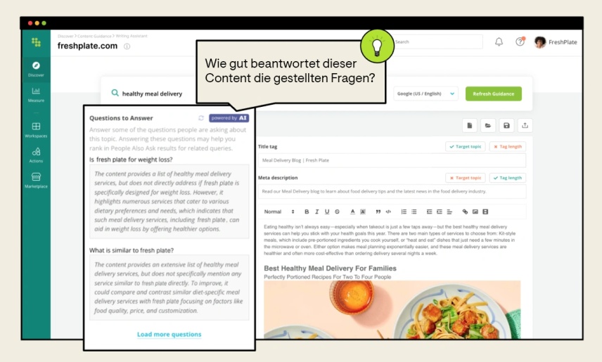 Create content for value over rankings with AI-powered content guidance recommendations.