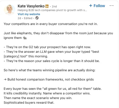 Kate Vasylenko's LinkedIn post screenshot