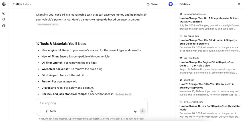 Screenshot of ChattGPT