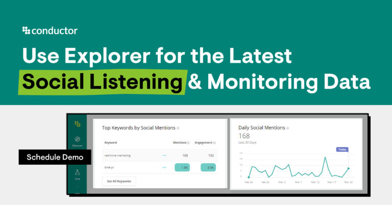 Chart of Conductor Explorer tool with caption "Use Explorer for the Latest Social Listening and Monitoring Data"