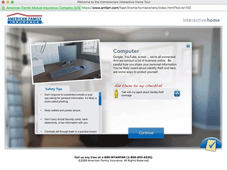 A gif from the American Family Insurance website, showing how to add specific actions to your checklist.