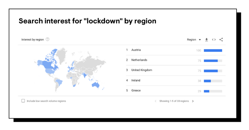 Search interest for "lockdown" by region