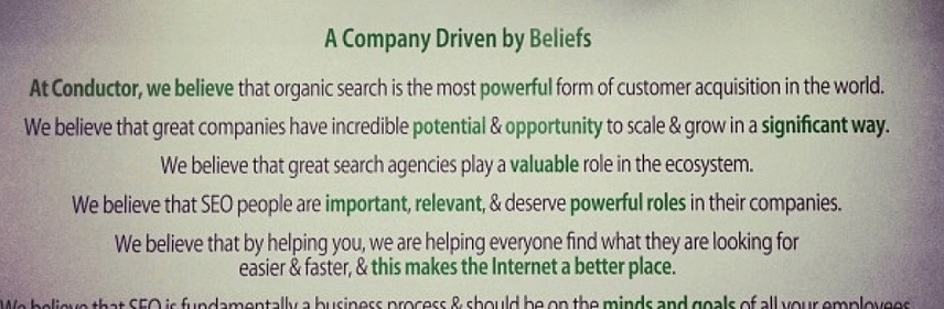 Conductor is a company driven by beliefs