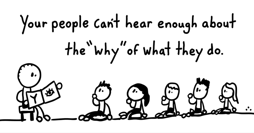 comic showing that your people can't hear enough about the "why" of what they do