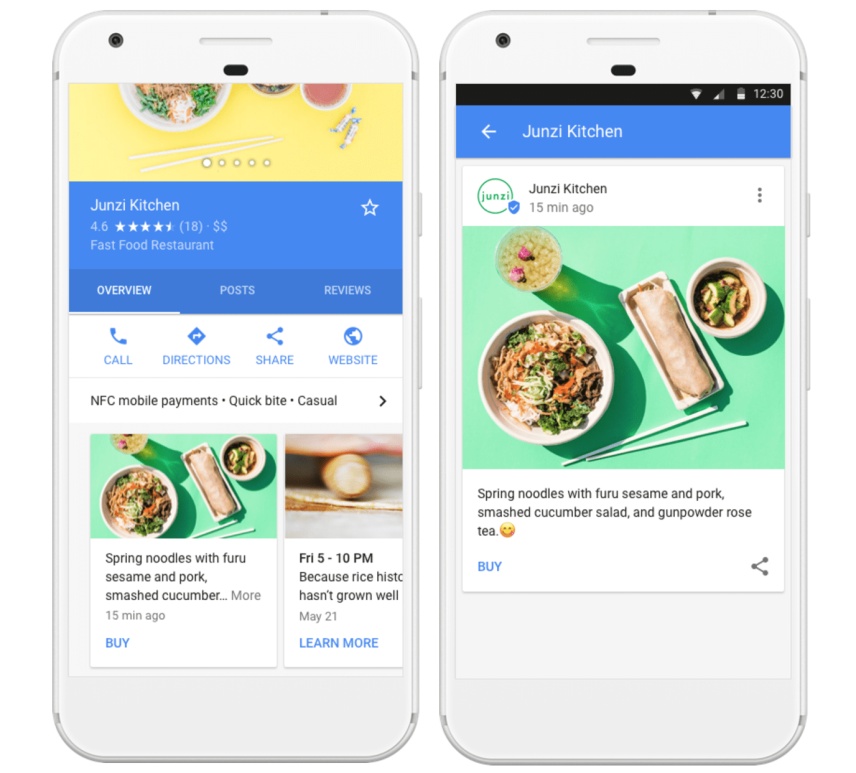 google post examples on mobile