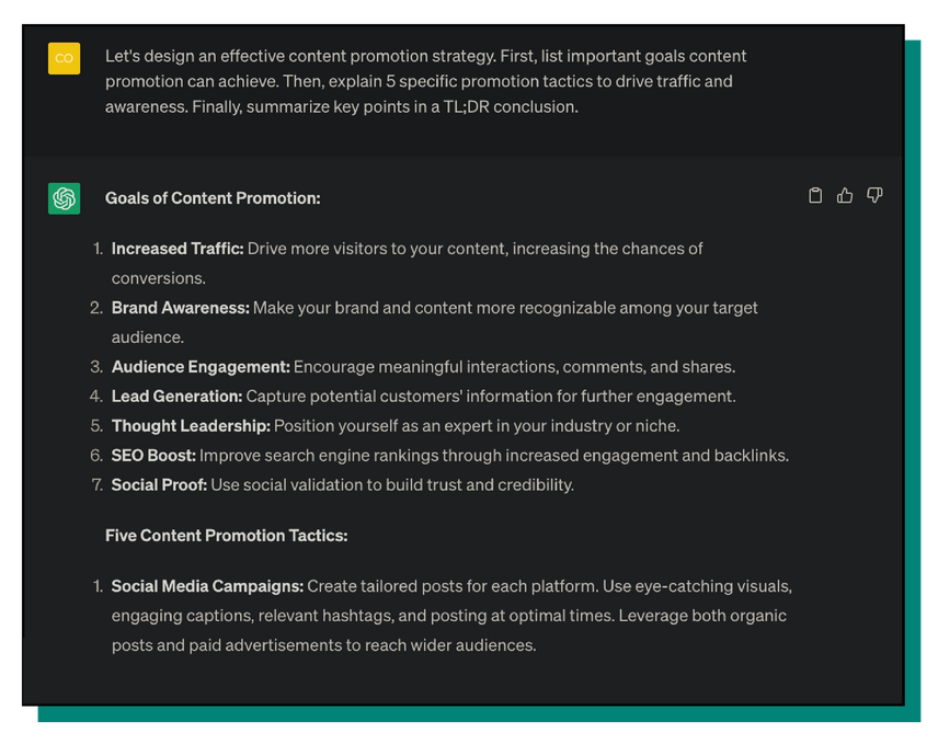 Screenshot example of an effective chain-of-thought prompt.