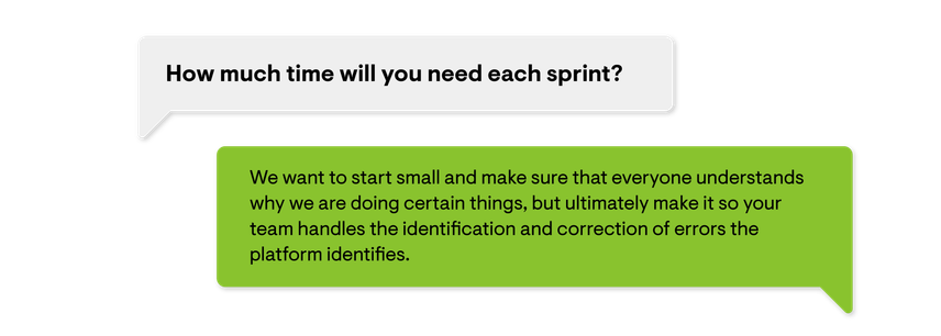 An image of dialog boxes helping readers explain the efficiency boosts of a center of excellence.