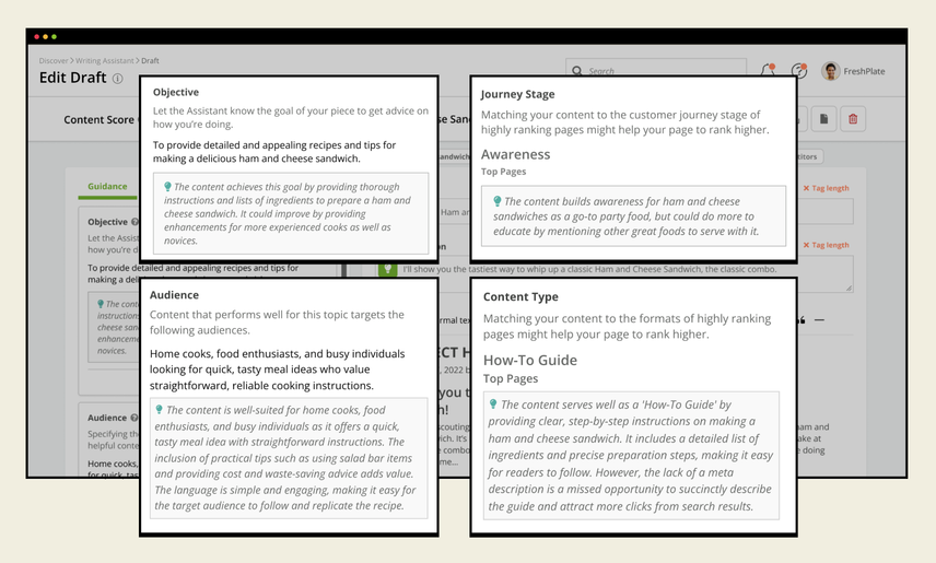 Conductor Intelligence's Writing Assistant feature showing new AI insights