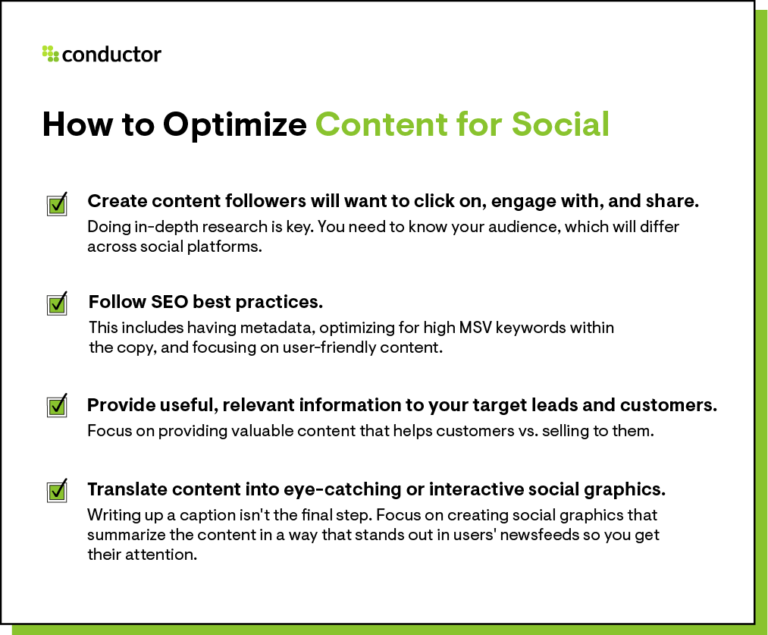 Optimize content for social media