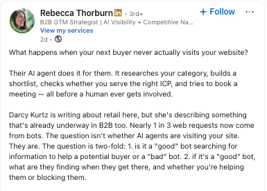 Rebecca Thorburn's LinkedIn post screenshot