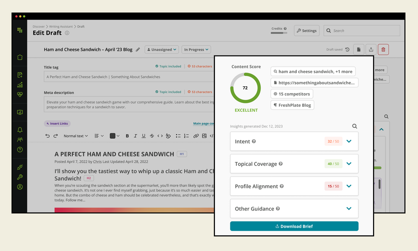 AI Content Score product screenshot