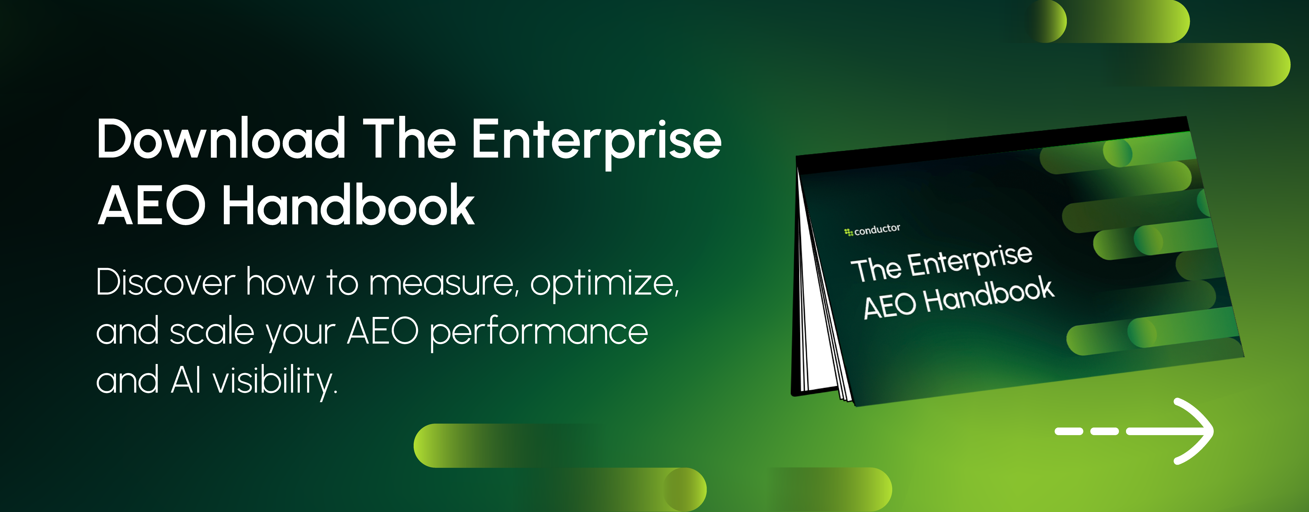 An image pointing to a form fill where readers can download the full Enterprise AEO Handbook