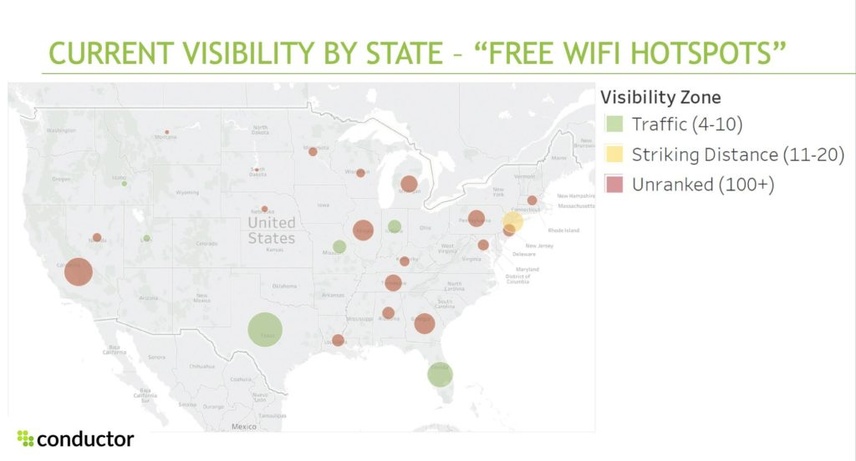 Current visibility by state chart for the search "free wifi hotspots"