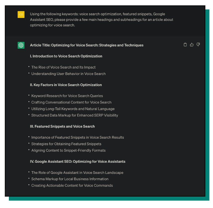 Screenshot example of an effective few-shot prompting strategy for generative AI