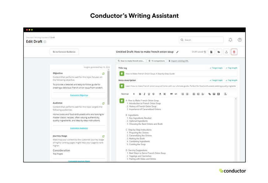 Writing Assistant feature in Conductor