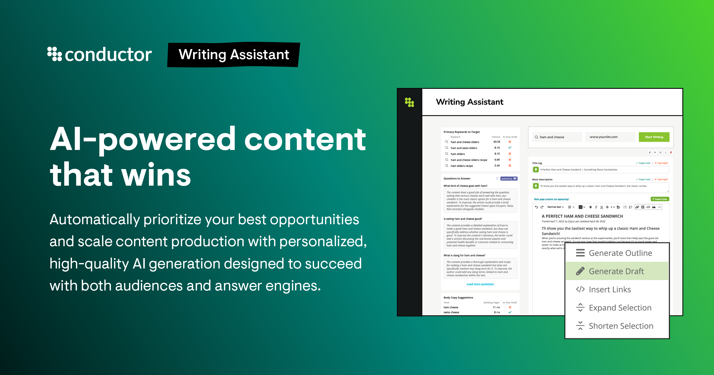 AI Writing Assistant | Conductor Features