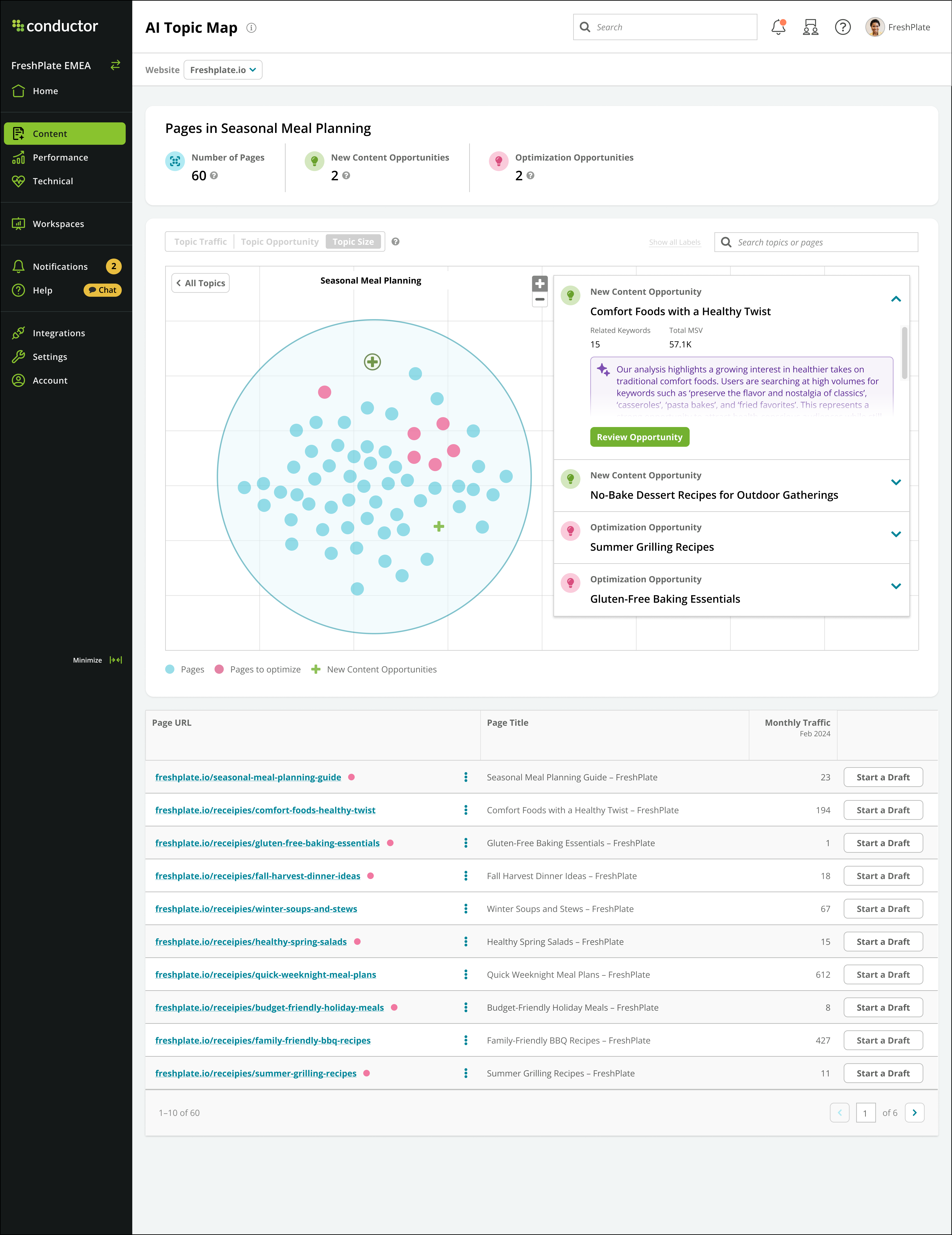 Screenshot of AI Topics Maps in Conductor