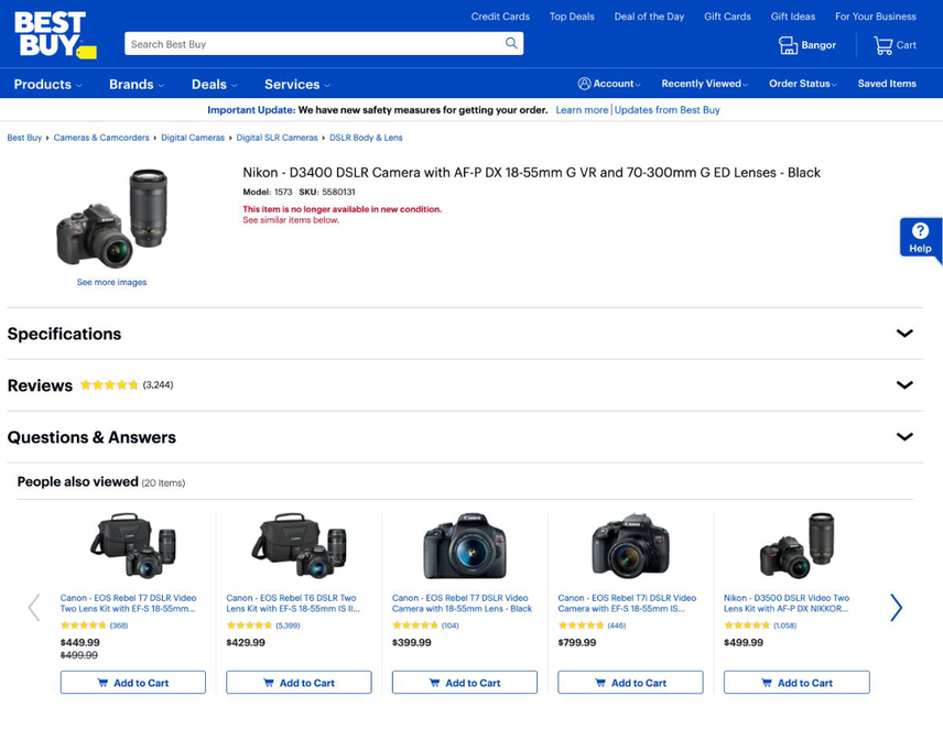 If a product has been discontinued, show visitors some alternatives.