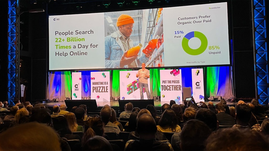 CEO and Co-Founder of Conductor, Seth Besmertnik, during his opening keynote at C3 2022