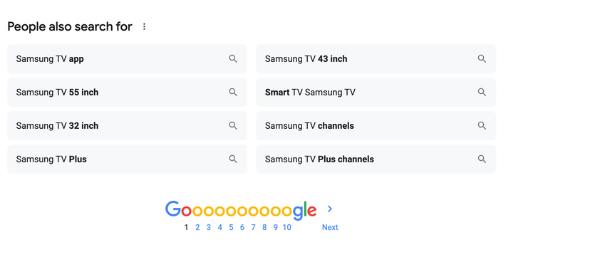 Screenshot of Google's related searches