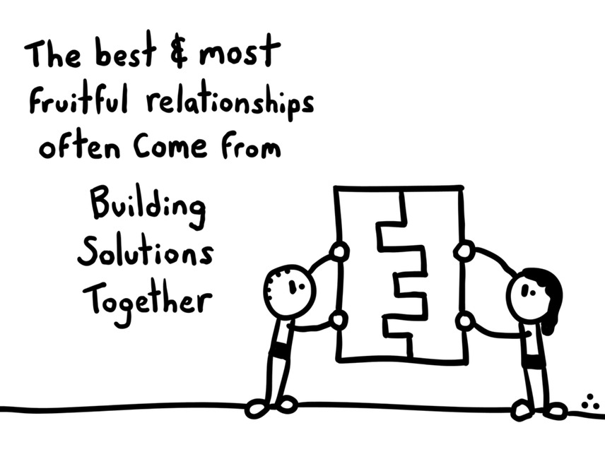 comic saying the best and most fruitful relationships often come from building solutions together