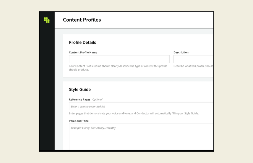 A screenshot of Conductor's Content Profiles feature