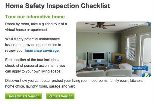 An image of a screenshot from a desktop of a American Family Insurance's Home Safety Inspection checklist