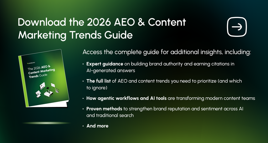 Image of a banner ad to download the full 2026 AEO & Content Marketing Trends Guide to access additional expert insights.